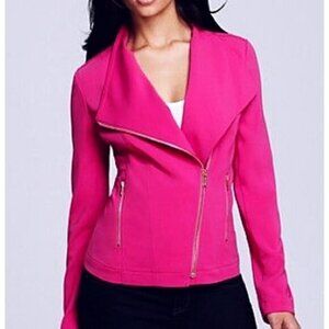 Calvin Klein Moto Jacket Dahlia Magenta Violet Purple Pink Edgy Zip-Up Blazer XS